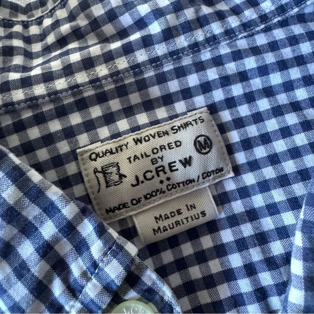 J. Crew Men’s Navy Gingham Cotton Tailored Fit Button Down, Medium